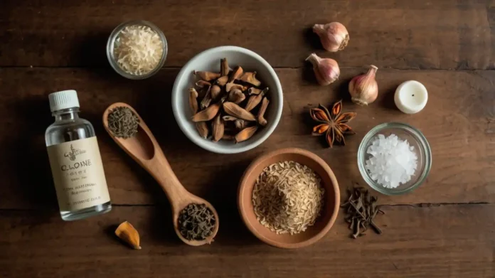 A clean and inviting flat-lay image of Natural Remedies for Infected Tooth